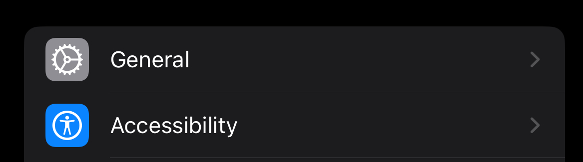iPhone Settings General and Accessibility Settings buttons