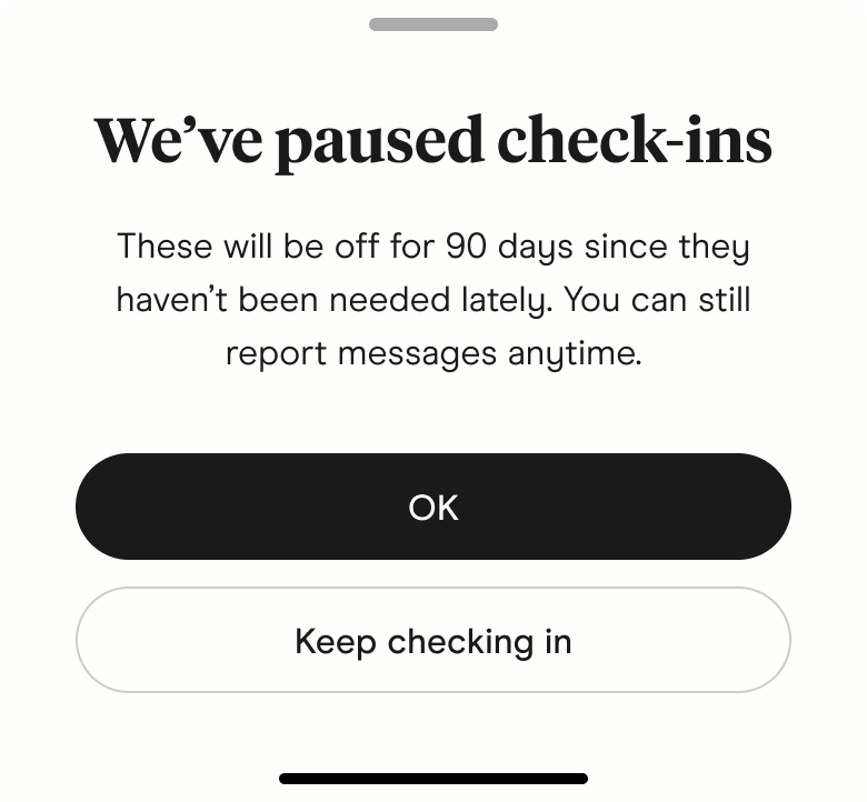 Pop-up message saying 'we've paused these prompts'