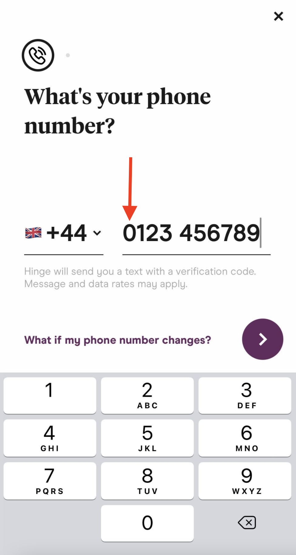 Hinge App Showing Trunk code causing Phone Number to not fit on Screen