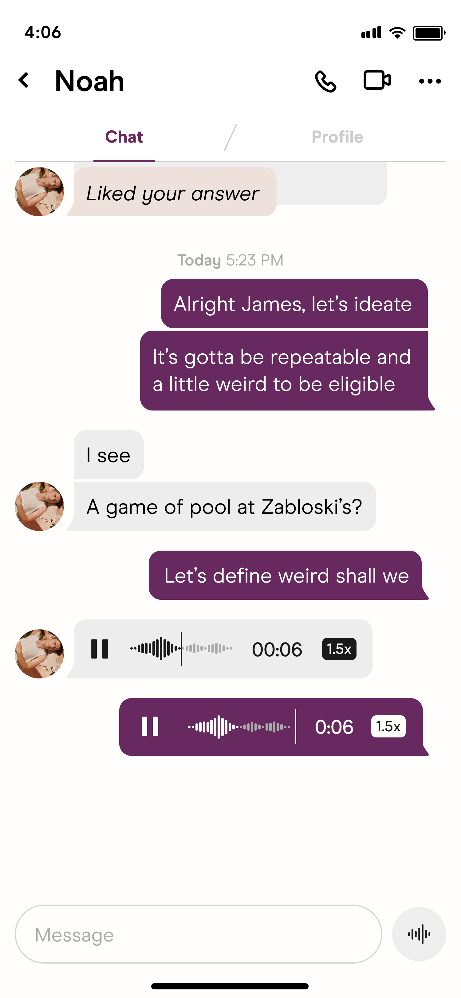 Screenshot Showing how to adjust Speed of Voice Notes